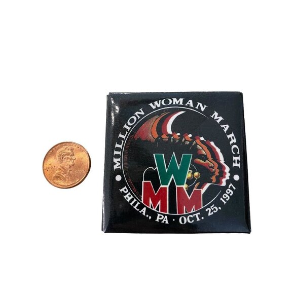 Million Woman March Philadelphia 2" Square Pinback Button 1997 MWM - Picture 6 of 12